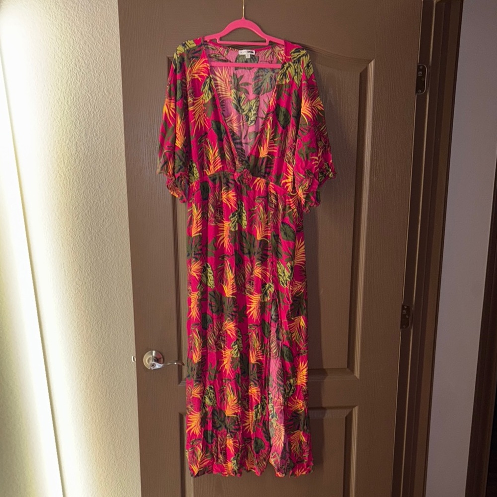 Fashion Nova Pink and Green Floral Dress